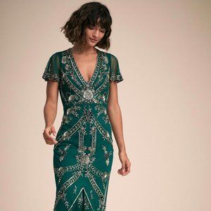 New With Tags Aidan Mattox Embellished Fatima Teal Gown Size 4